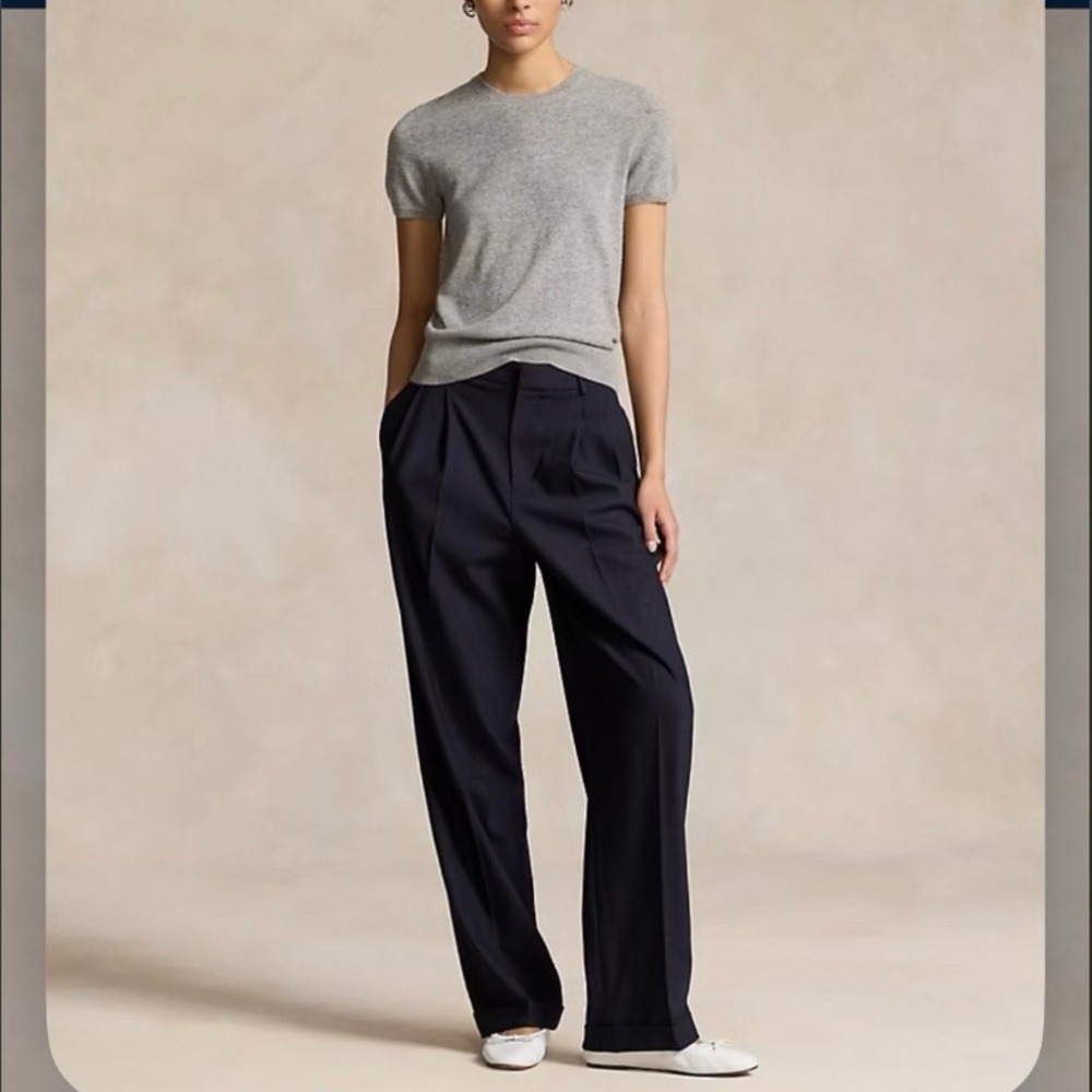 Polo Ralph Lauren Wool-Blend Bacall High-rise Wide-leg Pant in Navy Size 2
